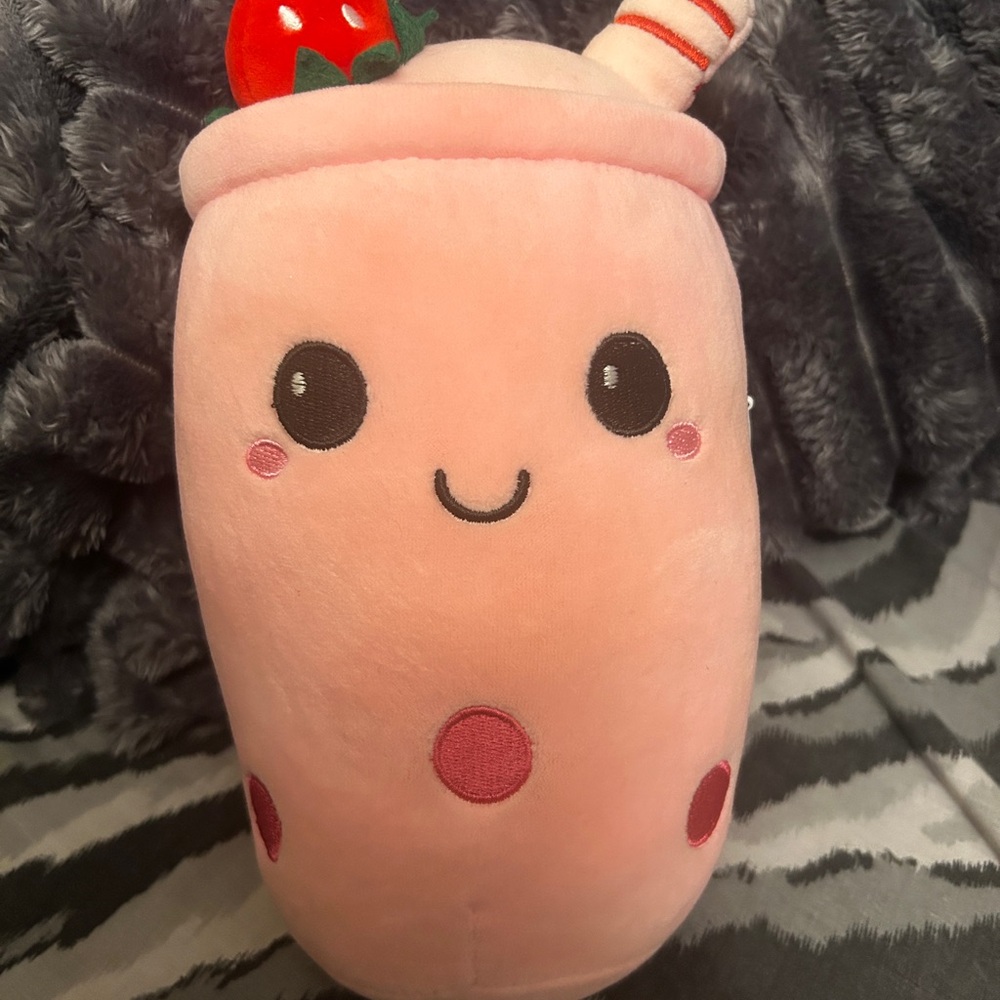 Pink Strawberry Milkshake Stuffed Toy boba